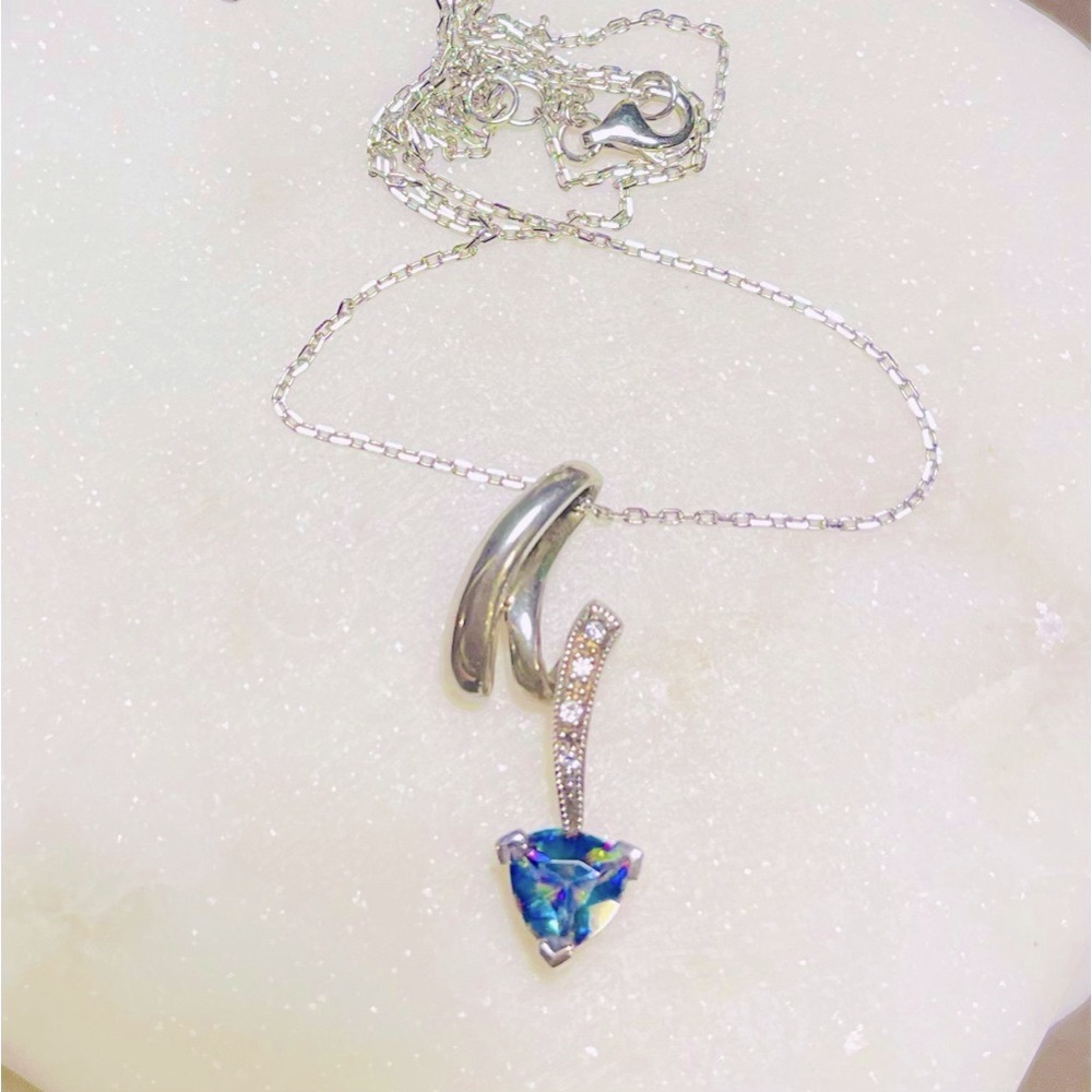 Mystic Topaz & Diamond Sterling Silver Pendant Necklace